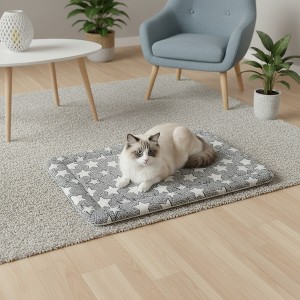 XINGHANZHENXUAN Washable Pet Bed for Cats and Dogs, Orthopedic Plush Mat with Non-Slip Bottom | Cozy Crate Pad & Kennel Cushion, Gray 24x18 Inch - 1 of 4