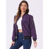 Allegra K Women's Bomber Jacket Casual Lightweight Zip-Up with Pockets - 2 of 4