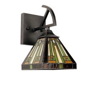 Chloe Lighting INNES Mission-Style 1-Light Blackish Bronze Finish Wall Sconce 6" Shade - 1 of 4