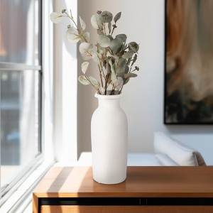 Modern Ceramic Vase - Decorative Ceramic Flower Vase - Minimalist Contemporary Style for Living Room, Bedroom & Table Centerpiece - 13" White - 1 of 4