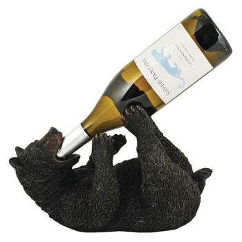 True Frisky Cub Polyresin Wine Bottle Holder Set of 1, Black, Holds 1 Standard Wine Bottle