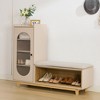 HYLEORY Farmhouse Shoe Storage Cabinet with Shoe Bench, 4-Tier Shoe Cabinet Shelves for 20 Pairs, for Entryway, Living Room ,Beige and brown - 3 of 4