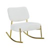 CAVINAS Bean Bag sofa Lazy Sofa, Suede Material Cushioned Rocking Chair, Cushioned Seat, White Rocking Chair with Backrest and Golden Metal Legs - 4 of 4