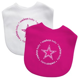 BabyFanatic Officially Licensed Pink Unisex Cotton Baby Bibs 2 Pack -  NFL Dallas Cowboys - 1 of 3