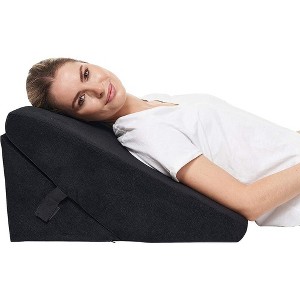Allsett Health Wedge Pillow - Adjustable 9&12 Inch Memory Foam Cushion for Legs and Back Support - Acid Reflux, and GERD - Machine Washable - Black - 1 of 4