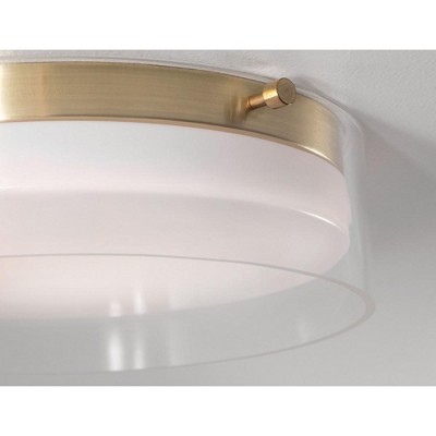 Satin Brass and Glass LED Drum Flush Mount Light