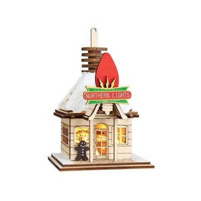 Old World Christmas Ginger Cottages Wooden Ornament, Northern Lights Electric Co