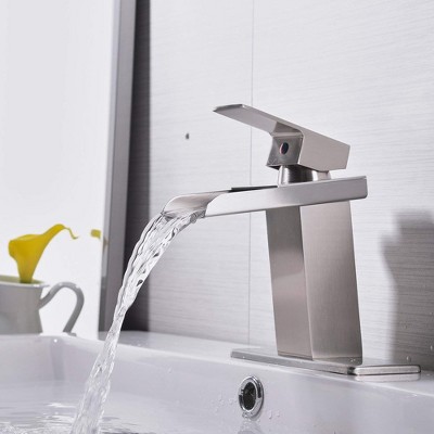 Brushed Nickel Single-Handle Waterfall Bathroom Faucet