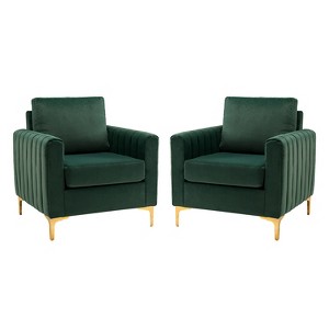 Set of 2 Iapygia Contemporary Tufted Wooden Upholstered Club Chair with Metal Legs for Bedroom Club Chair| ARTFUL LIVING DESIGN - 1 of 4