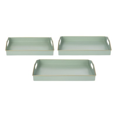 Transpac Metal Green Trays Set of 3 Home Decorations Spring