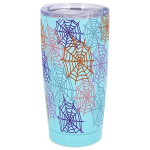 Elanze Designs Spider Cobwebs Spooky Halloween Wrap-Around Design 20 Ounce Stainless Steel On-The-Go Coffee Mug, Thermal Travel Tumbler with Leak - 1 of 4