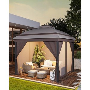 10x10 FT Outdoor Gazebo Tent with Mosquito Netting – Quick Setup Canopy Shelter with 110 sq.ft. Shade and Storage Bag - 1 of 4