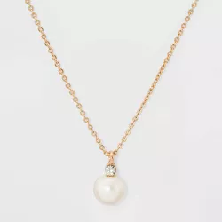 Pearl and Rhinestone Pendant Necklace - A New Day™