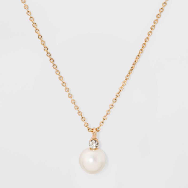 Pearl and Rhinestone Pendant Necklace - A New Day™, 1 of 3