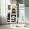 FONTOI Jewelry Armoire, Mirror Jewelry Cabinet Standing with Wheels, 360 Degree Rotating Full Length Mirror, White, 15.74"D x 14.56"W x 58.74"H - 4 of 4