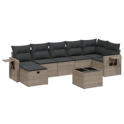 vidaXL 8 Piece Patio Sofa Set with Cushions Poly Rattan