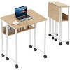 24.8" Folding Rolling Desk – Storage Shelf, Sturdy Steel Frame, Portable Sofa Table for Small Spaces, Home Office - 3 of 4