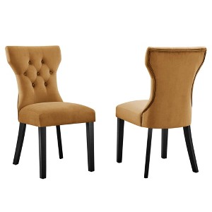 Modway Silhouette Performance Velvet Dining Chairs - Set of 2 - 1 of 4