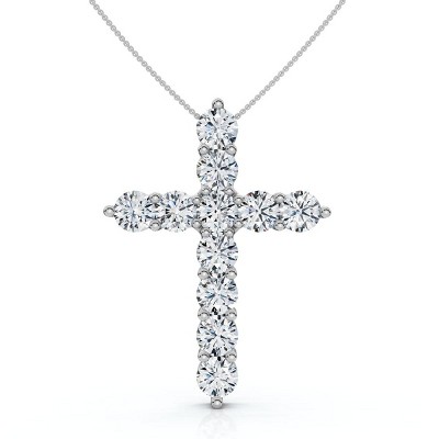 Pompeii3 4Ct TW Diamond Cross Pendant 14k Gold Women's 18" Necklace Lab Created