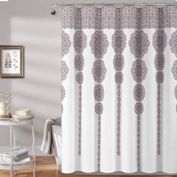 Arielle Printed Metallic Shower Curtain Gray : Target