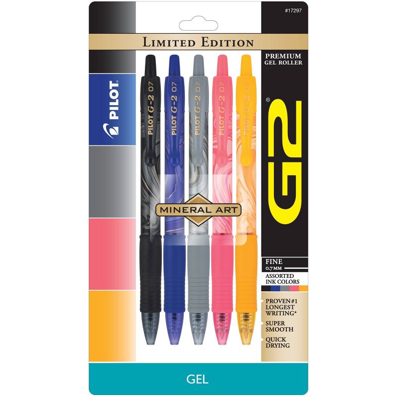 Pilot 5pk G2 Mineral Art Collection Gel Pens Fine Point 0.7mm Assorted Inks, 1 of 7