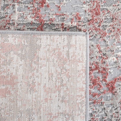 Gray and Pink Abstract Flat Woven Synthetic Area Rug