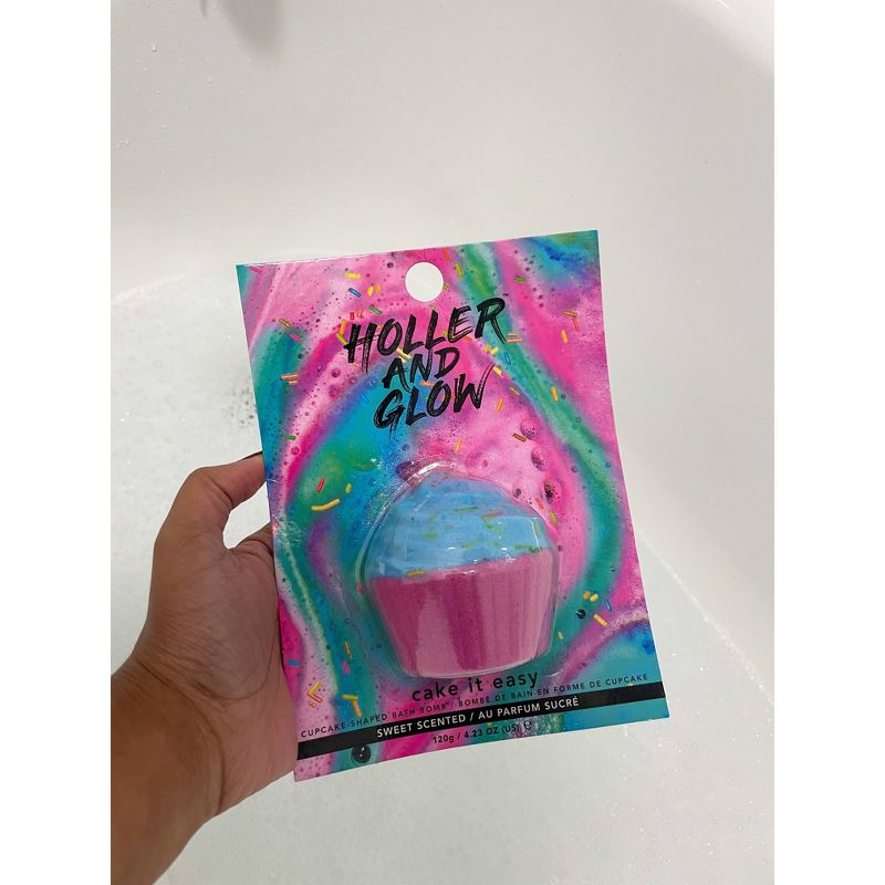 Holler and Glow Cake It Easy Cupcake Shaped Scented Bath Bomb - 4.23oz, 5 of 8