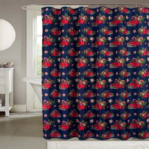 Red and blue shower curtain hotsell