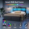 Furnulem Full Size Bed Frame with Storage Drawers Upholstered Headboard with Storage Shelf LED Lights and Charging Station Metal Platform Bed Frame - 4 of 4