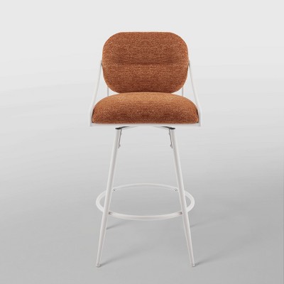 Art Leon Comfortable Fabric Mid-century Modern Swivel Barstool with Wood Back and Metal Frame