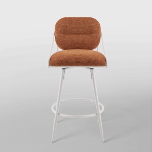 Art Leon Comfortable Fabric Mid-century Modern Swivel Barstool with Wood Back and Metal Frame - 1 of 4