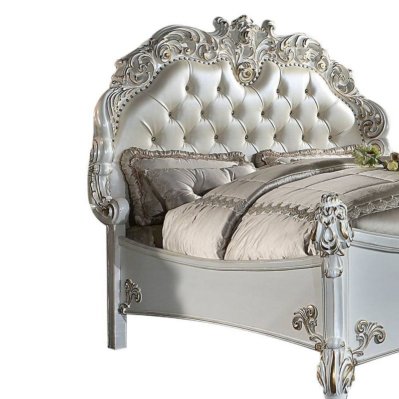94&#34; Eastern King Bed Vendome Bed Synthetic Leather and Antique Pearl Finish - Acme Furniture, 5 of 7