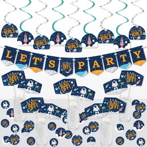 Big Dot of Happiness Blast Off to Outer Space - Rocket Ship Baby Shower or Birthday Party Supplies Decoration Kit - Decor Galore Party Pack - 51 Pc - 1 of 4