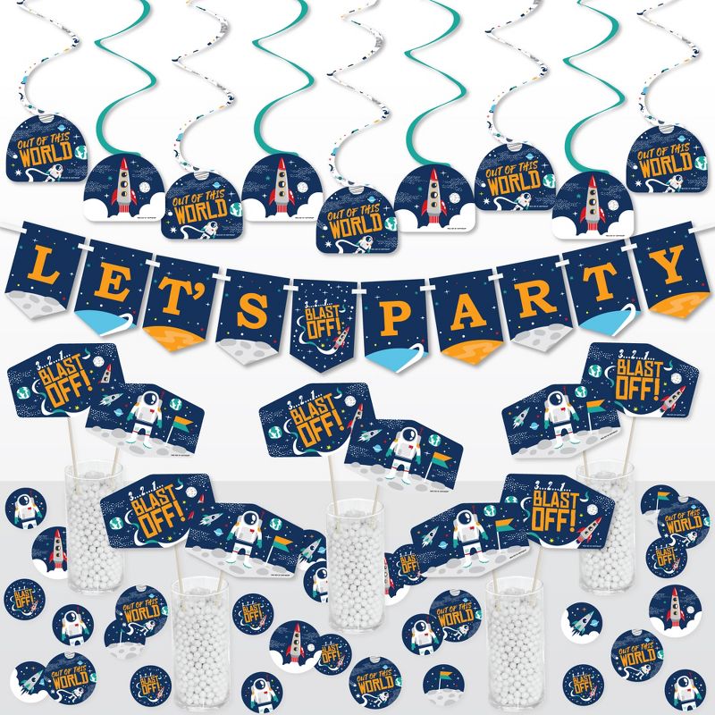 Big Dot of Happiness Blast Off to Outer Space - Rocket Ship Baby Shower or Birthday Party Supplies Decoration Kit - Decor Galore Party Pack - 51 Pc, 1 of 9