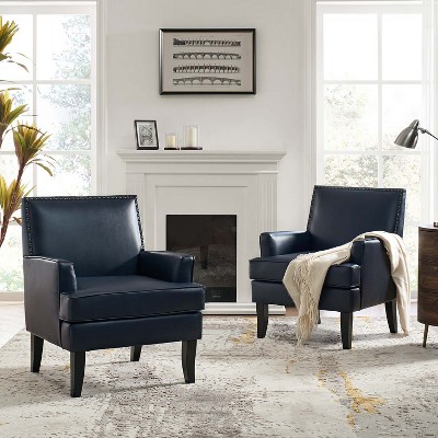 Set of 2 Wooden Upholstered Accent Chair Celadon Armchair | ARTFUL LIVING DESIGN
