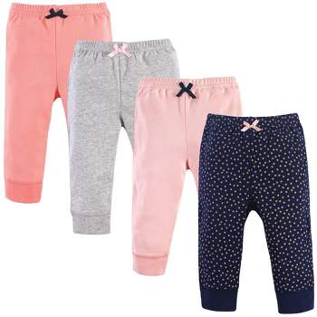 Luvable Friends Baby and Toddler Girl Cotton Pants 4pk, Gold Dot