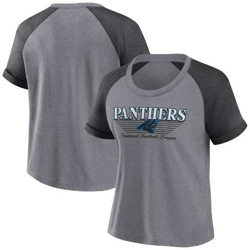 Nfl Carolina Panthers Women s Gray Raglan Scoop T shirt Target