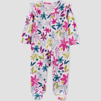 Carter's Just One You®️ Baby Girls' Floral Footed Pajama - White/Pink
