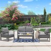 Heynemo 4 Pieces Outdoor Patio Furniture Set, Metal Patio Conversation Set with Loveseat, 5'' Light Grey Cushion & Coffee Table - 3 of 4