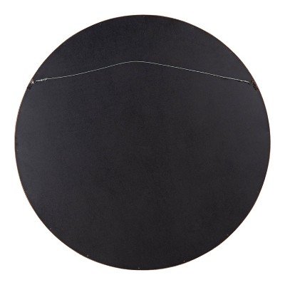 Hutton Round Walnut Brown Wood Wall Mirror, 36" Diameter