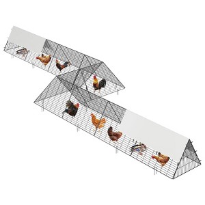 Large Chicken Tunnels for Yard, Portable Chicken Coop Run with Corner Frames, Spire Roof Chicken Playpen Enclosure with Cover, Metal Poultry Cage - 1 of 4