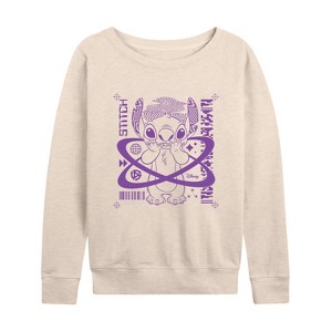 Women's - Disney - Lilo & Stitch Lightweight French Terry Wide Neck Long Sleeve Shirt - 1 of 4
