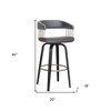 HomeRoots 31" Gray And Black Faux Leather Swivel Bar Height Bar Chair - 3 of 4