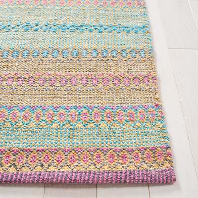 Coastal Breeze Blue Cotton-Wool 5'x8' Flat Woven Rug