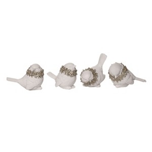 Transpac Small Resin Glitter Wreath Bird Figurines Set of 4 for Christmas Home Decor Tabletop Mantel Indoor Gifts - 1 of 1