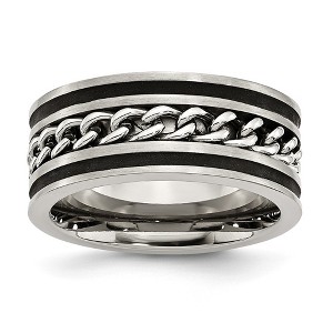 Black Bow Jewelry Stainless Steel And Black-plated 10mm Chain Comfort Fit Band - 1 of 4