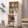 GlasFlength Kitchen Storage Farmhouse Kitchen Pantry Cabinet Freestanding Cupboard Accent Storage Cabinet for Kitchen, Beige, 31.49"*15.74"*70.87" - 3 of 4