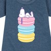 - Peanuts - Snoopy Stacked Macarons Graphic Short Sleeve Fleece Dress - 2 of 4