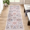 Machine Washable Vintage Floral Printed Area Rug Low Pile Non Slip Stain Resistant Oriental Medallion Design Boho Floor Rug for Living Room Bedroom - 3 of 4