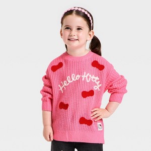 Toddler Girls' Sanrio Hello Kitty Bow Chunky Knit Sweater - Pink - 1 of 4